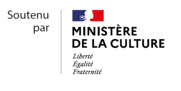 Logo du Ministère de la Culture précédé des mots "soutenu par"
